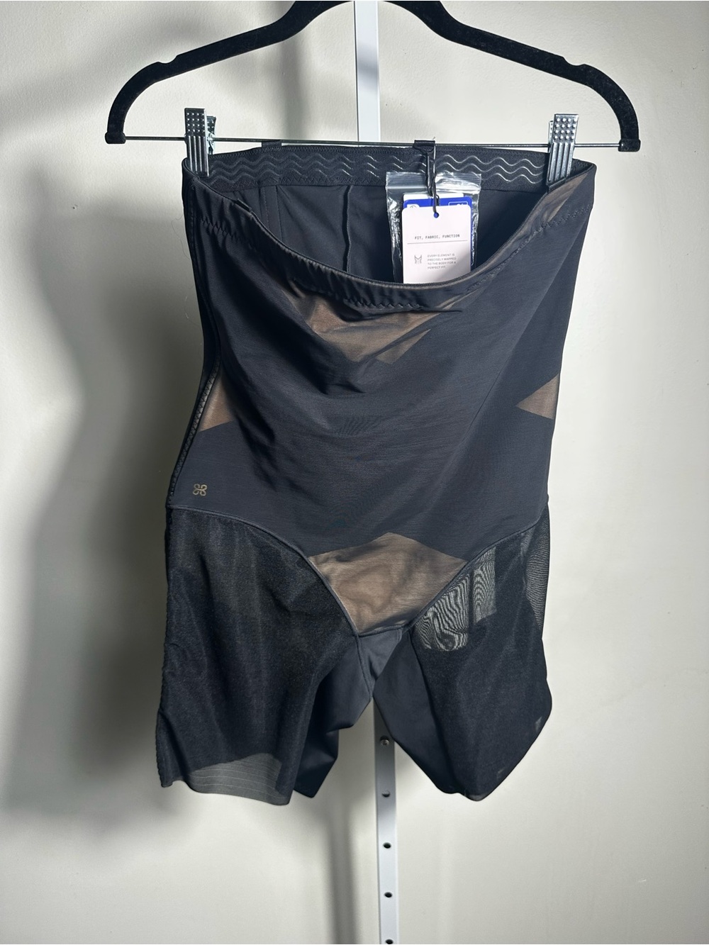 H34. Honeylove Black High-Waist Sculpting Shorts with Mesh Insets